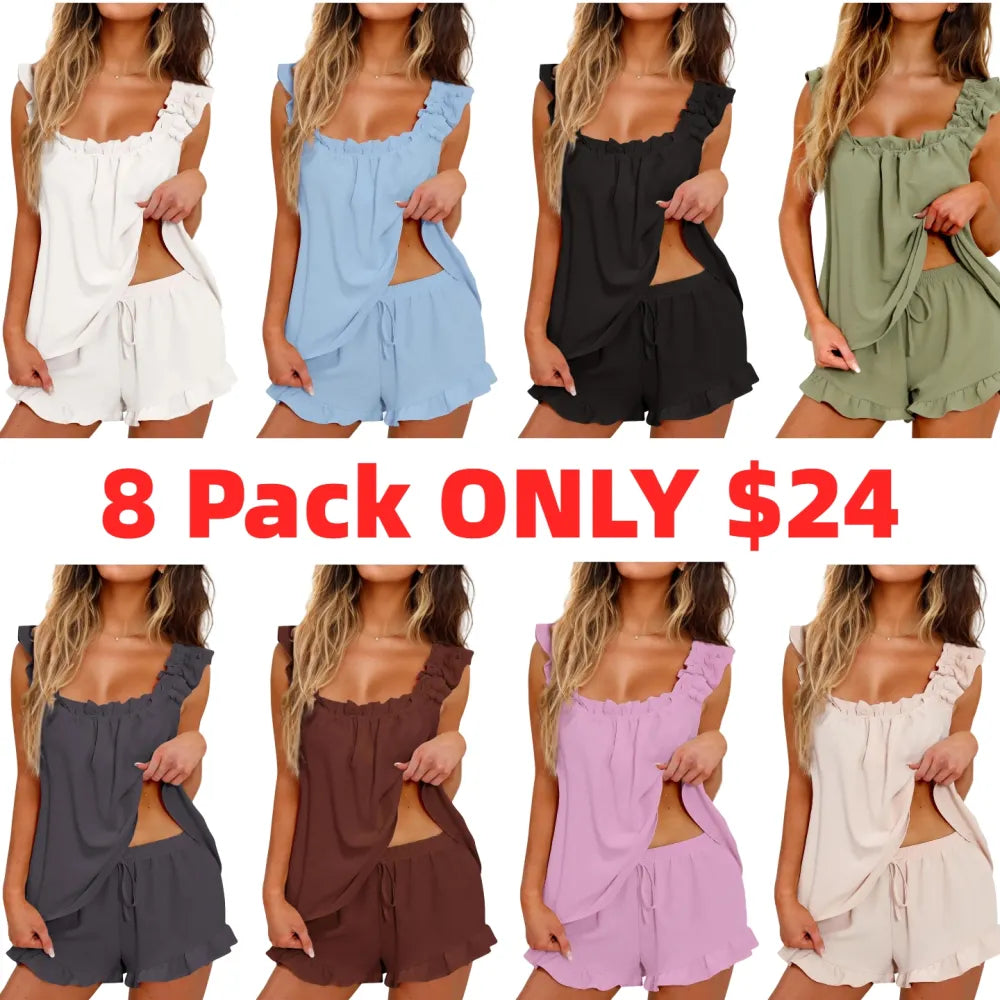 Womens Soft Tank Top and Shorts Sleepwear Set