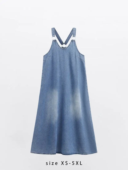 Women’s Sleeveless Denim Maxi Dress