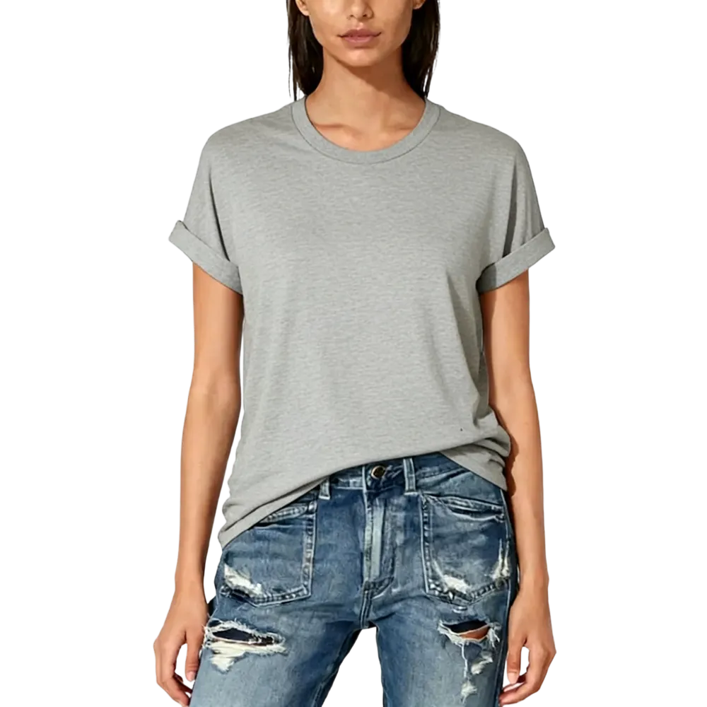Women's Solid Round Neck Tee, Casual Short Sleeve Crew Neck T-Shirt for Summer