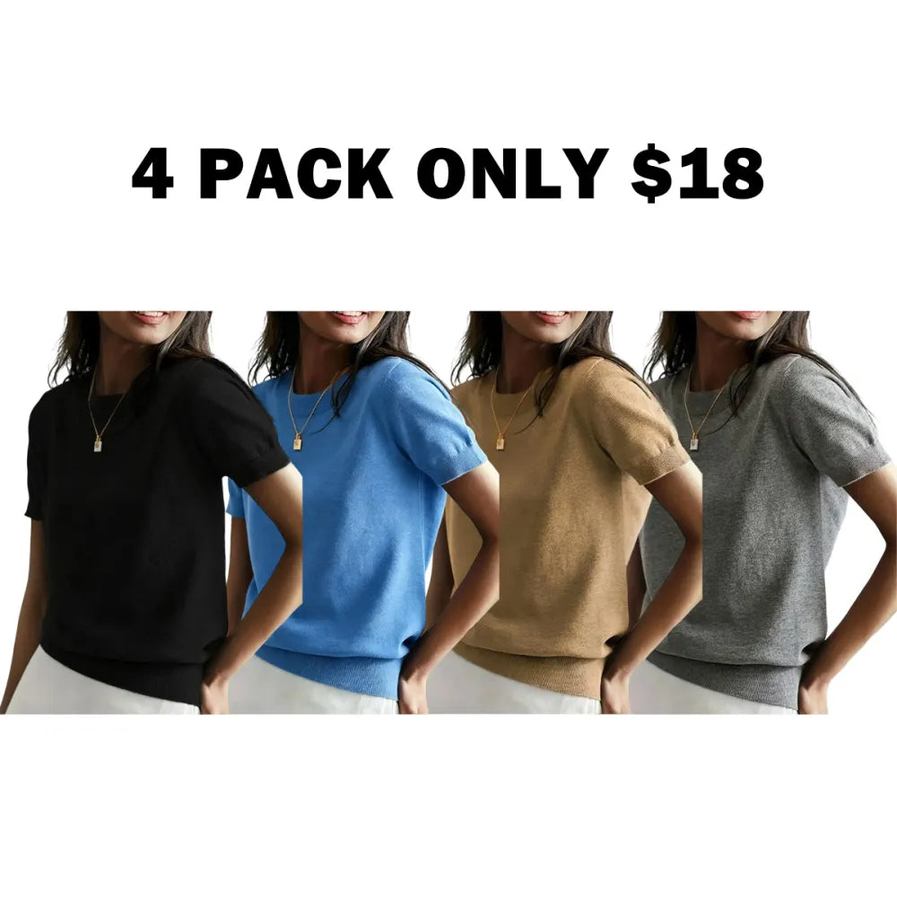 Women's Solid Color Crew Neck Short Sleeve Lightweight Loose Sweater