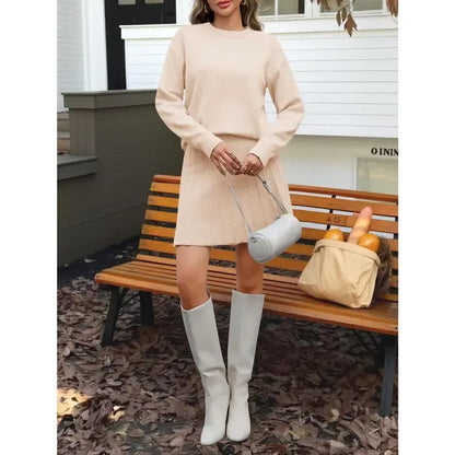 Women's 2 Piece Skirt Sets Pullover Sweater Sets