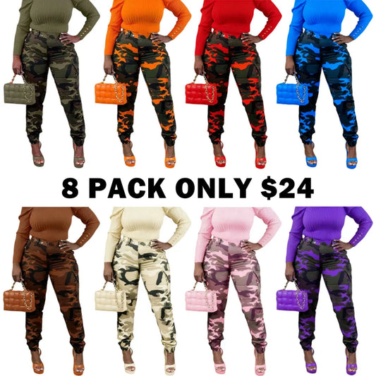 Women's Camo Print Button Fly Cargo Pants