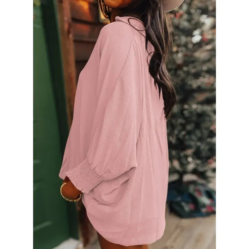 Women's V-Neck 3/4 Sleeve Oversized Tunic Tops