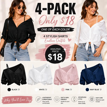 Spring Summer Asymmetric Cold Shoulder Blouse Women