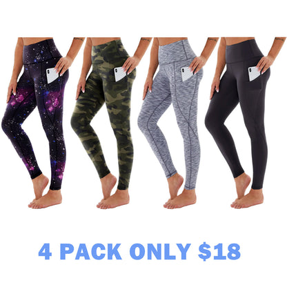 Women's High Waisted Tummy Control 4/8 Pack Leggings with Pockets