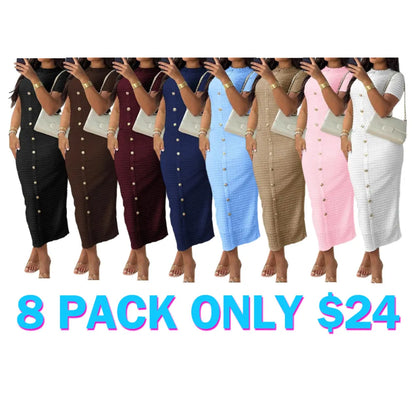 Women's Plain Zipper Back Round Neck Dress