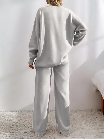 Women’s Knit Cardigan & Wide-Leg Pants Set
