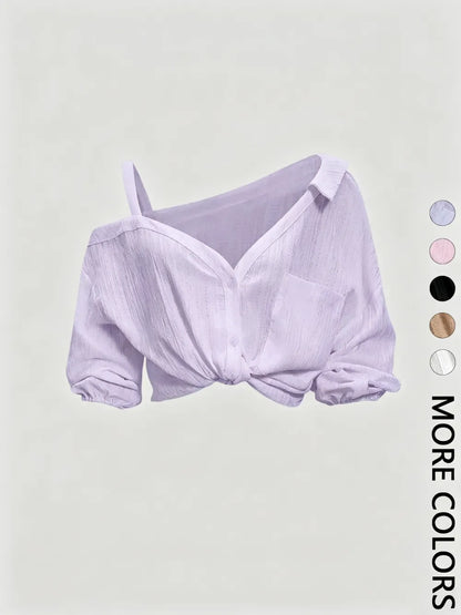 Women's Asymmetric Neckline Cold Shoulder Blouse