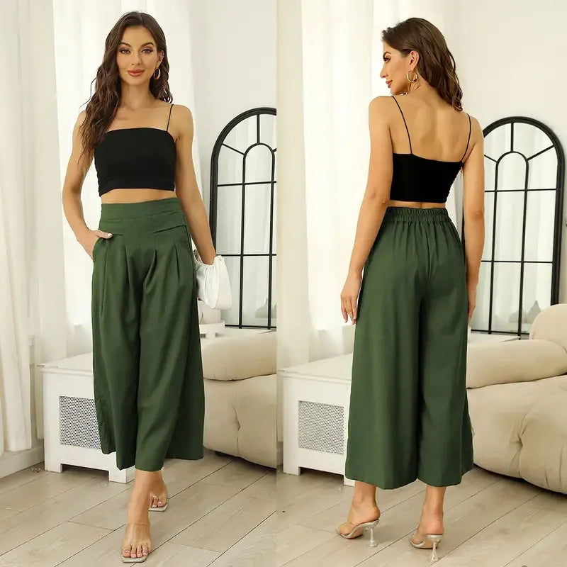 Women's Cotton Linen Culottes Pants