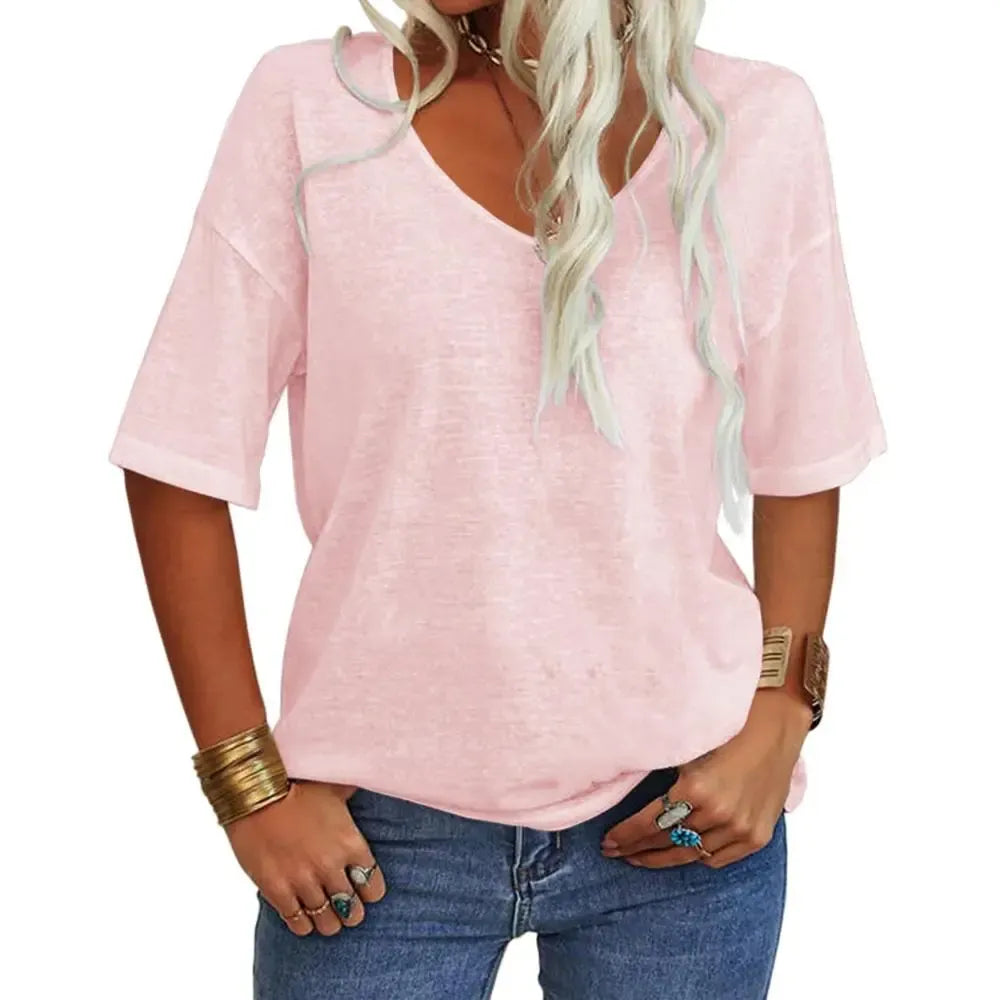 Women's 3/4 Sleeve Shirts V Neck Loose Fitting Tops
