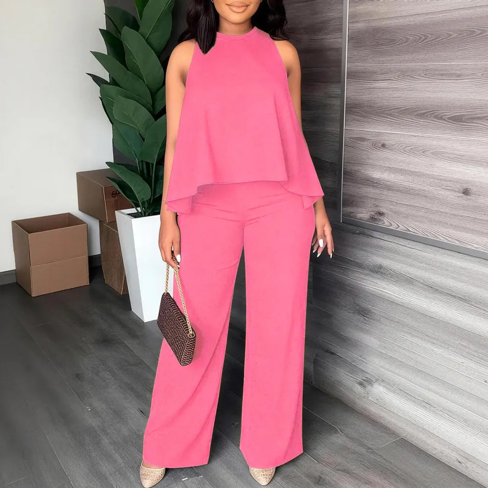 Lightweight Flowy Halter Two-Piece Set