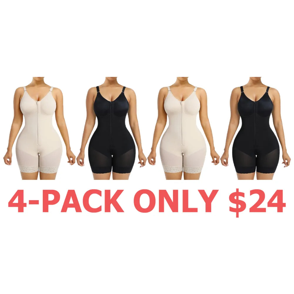 Women's Shaping Underwear Tummy-Control and Butt-Lifting Shaping Pants Zippered Crotch Removable Straps