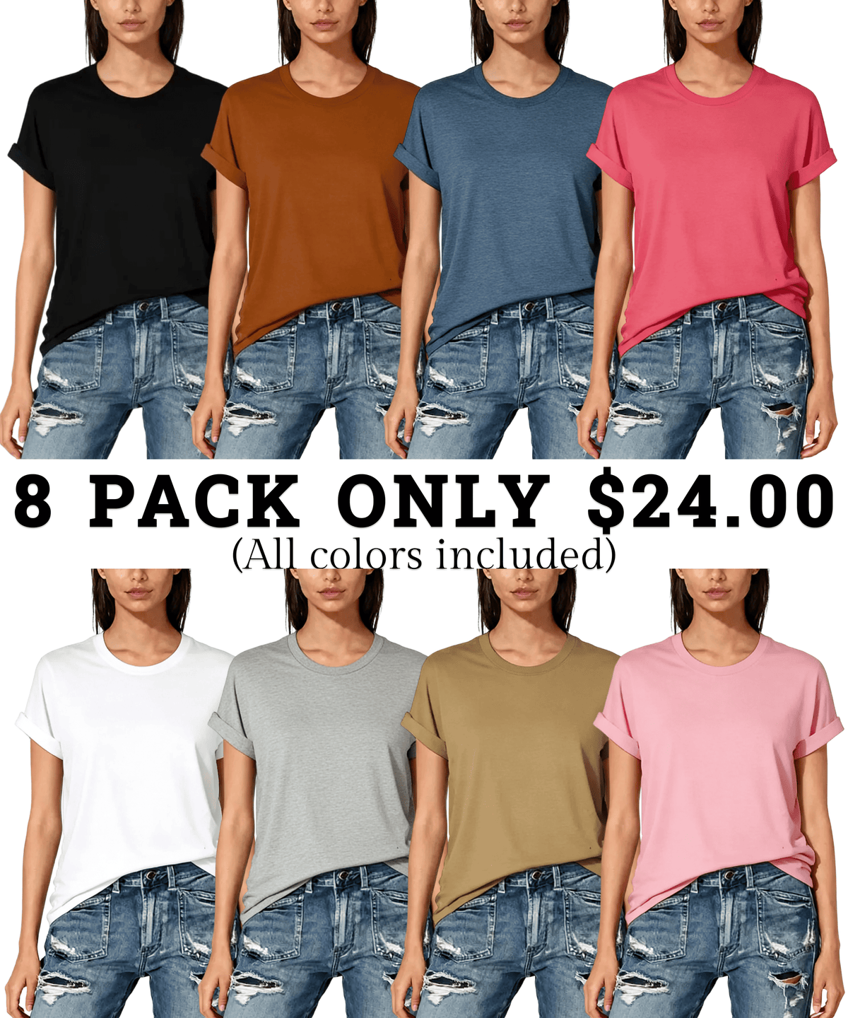 Women's Solid Round Neck Tee, Casual Short Sleeve Crew Neck T-Shirt for Summer