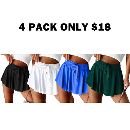Drawstring High Waist Tennis Skorts Built-in Shorts