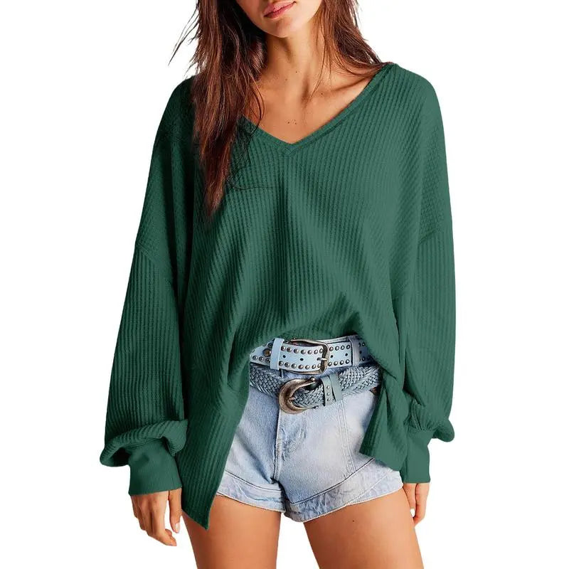 Womens Waffle Knit Tops