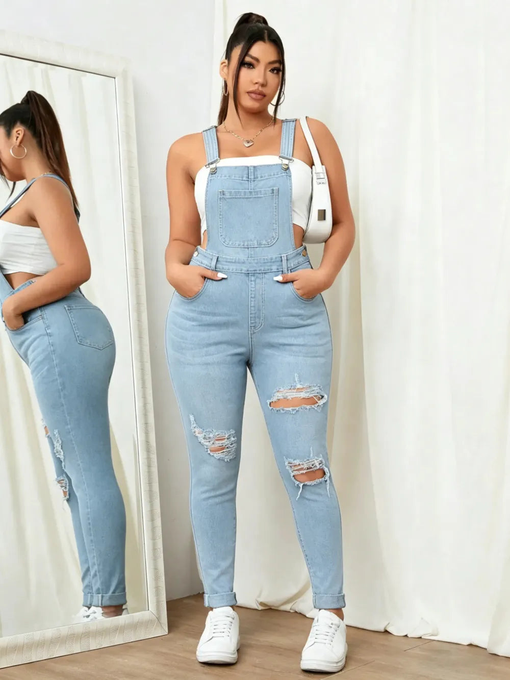 Women's Sweet Cool Denim Strap Jumpsuit